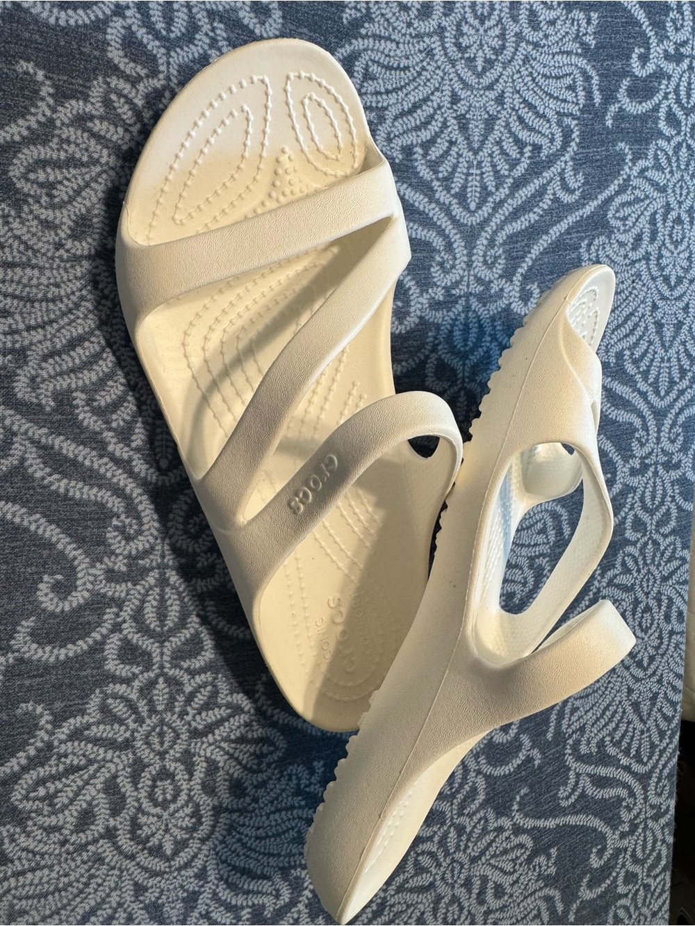 CROCS Women’s White Triple-Strap Slide Sandal - Picture 3 of 4